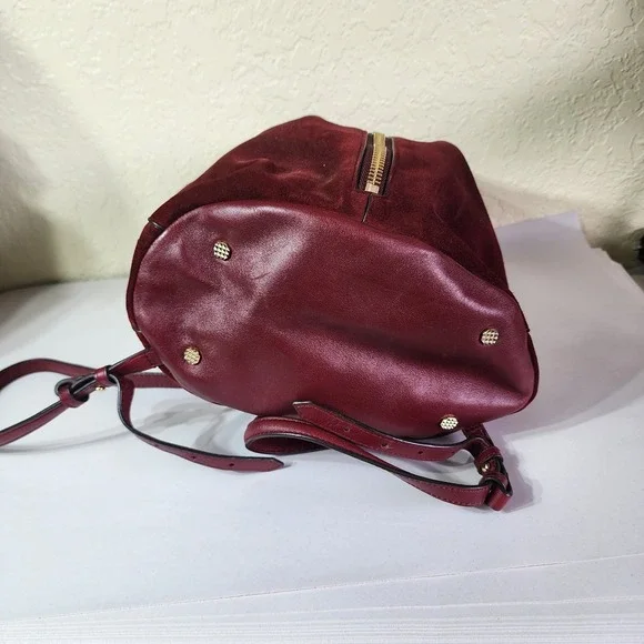 Elizabeth And James Leather Drawstring Backpack Sling Bag Purse Rad Suede